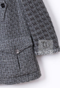 CHANEL 11A Gray Wool Double Tweed Coat Jacket HOMME 50 シャネル グレー ウール ダブル ツイード コート ジャケット メンズ 即発