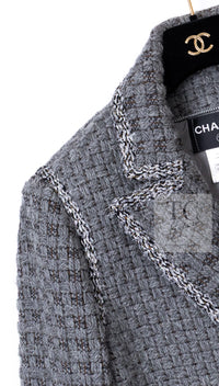 CHANEL 11A Gray Wool Double Tweed Coat Jacket HOMME 50 シャネル グレー ウール ダブル ツイード コート ジャケット メンズ 即発