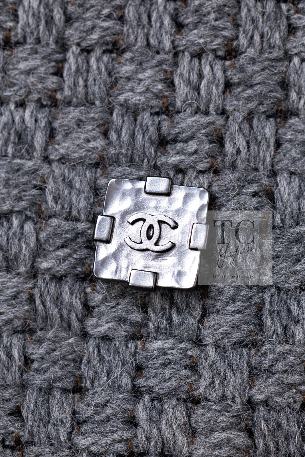 CHANEL 11A Gray Wool Double Tweed Coat Jacket HOMME 50 シャネル グレー ウール ダブル ツイード コート ジャケット メンズ 即発