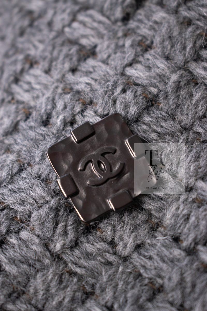 CHANEL 11A Gray Wool Double Tweed Coat Jacket HOMME 50 シャネル グレー ウール ダブル ツイード コート ジャケット メンズ 即発
