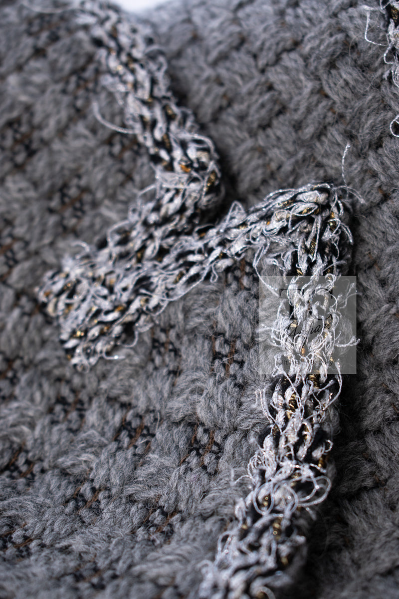 CHANEL 11A Gray Wool Double Tweed Coat Jacket HOMME 50 シャネル グレー ウール ダブル ツイード コート ジャケット メンズ 即発