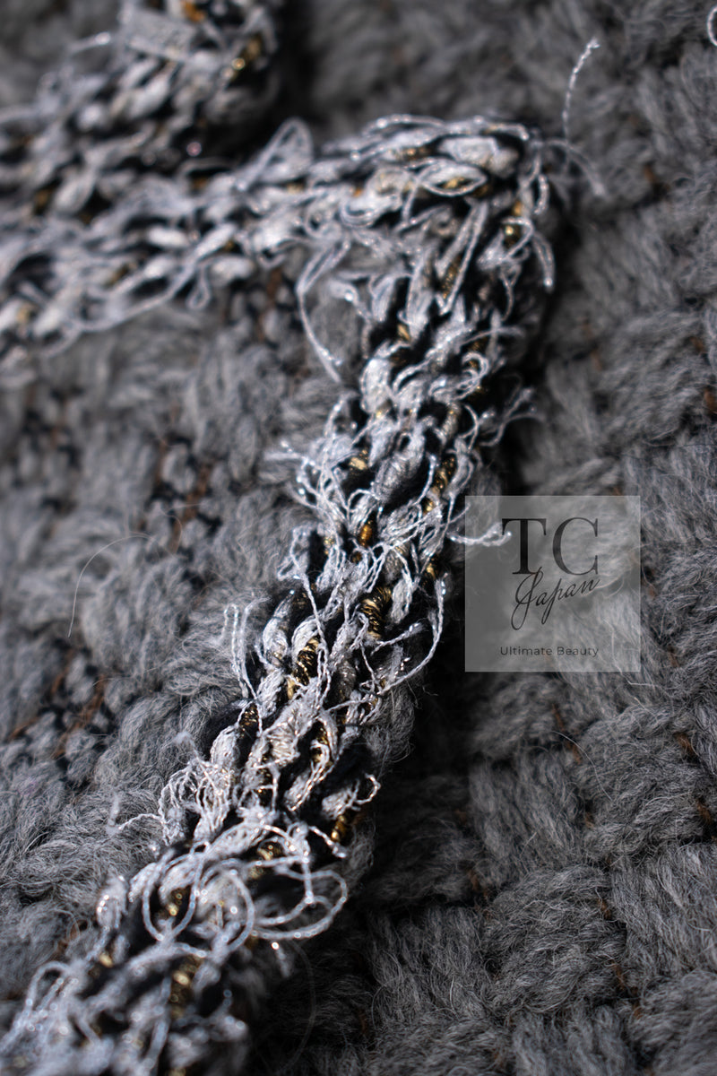 CHANEL 11A Gray Wool Double Tweed Coat Jacket HOMME 50 シャネル グレー ウール ダブル ツイード コート ジャケット メンズ 即発