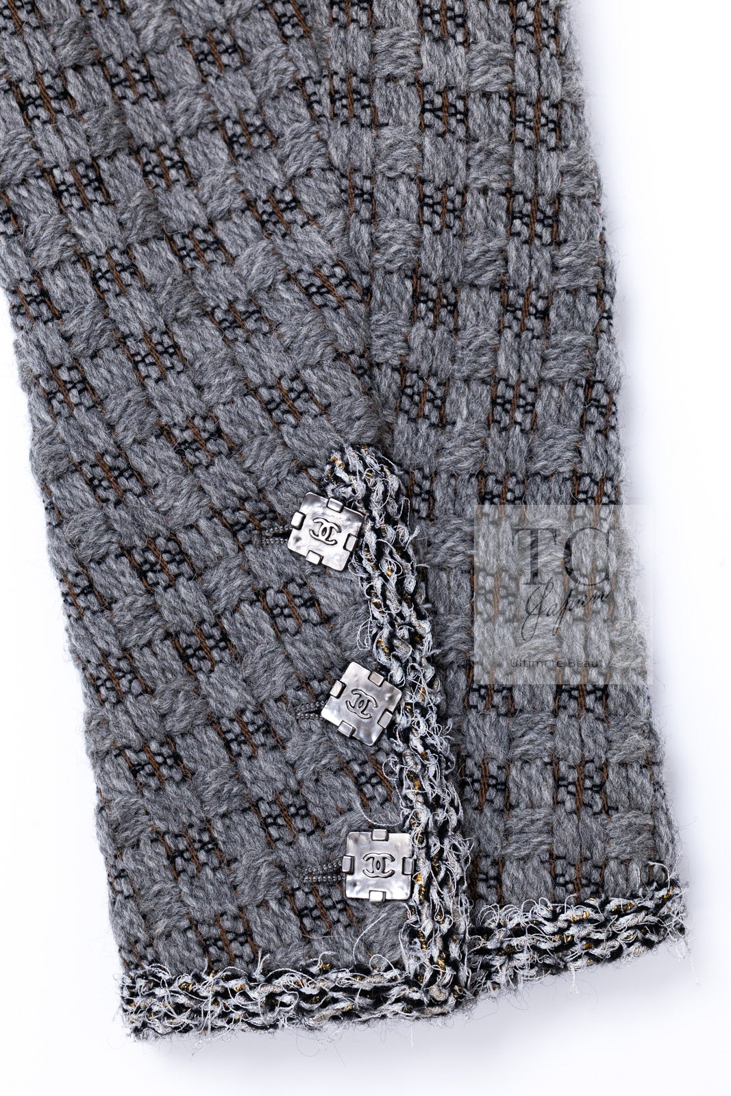 CHANEL 11A Gray Wool Double Tweed Coat Jacket HOMME 50 シャネル グレー ウール ダブル ツイード コート ジャケット メンズ 即発
