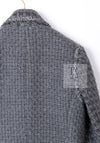 CHANEL 11A Gray Wool Double Tweed Coat Jacket HOMME 50 シャネル グレー ウール ダブル ツイード コート ジャケット メンズ 即発