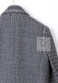 CHANEL 11A Gray Wool Double Tweed Coat Jacket HOMME 50 シャネル グレー ウール ダブル ツイード コート ジャケット メンズ 即発