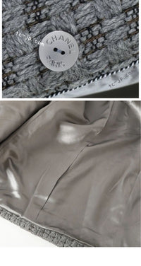 CHANEL 11A Gray Wool Double Tweed Coat Jacket HOMME 50 シャネル グレー ウール ダブル ツイード コート ジャケット メンズ 即発