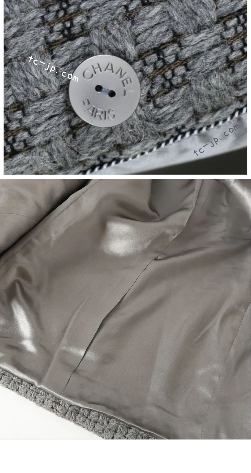 CHANEL 11A Gray Wool Double Tweed Coat Jacket HOMME 50 シャネル グレー ウール ダブル ツイード コート ジャケット メンズ 即発