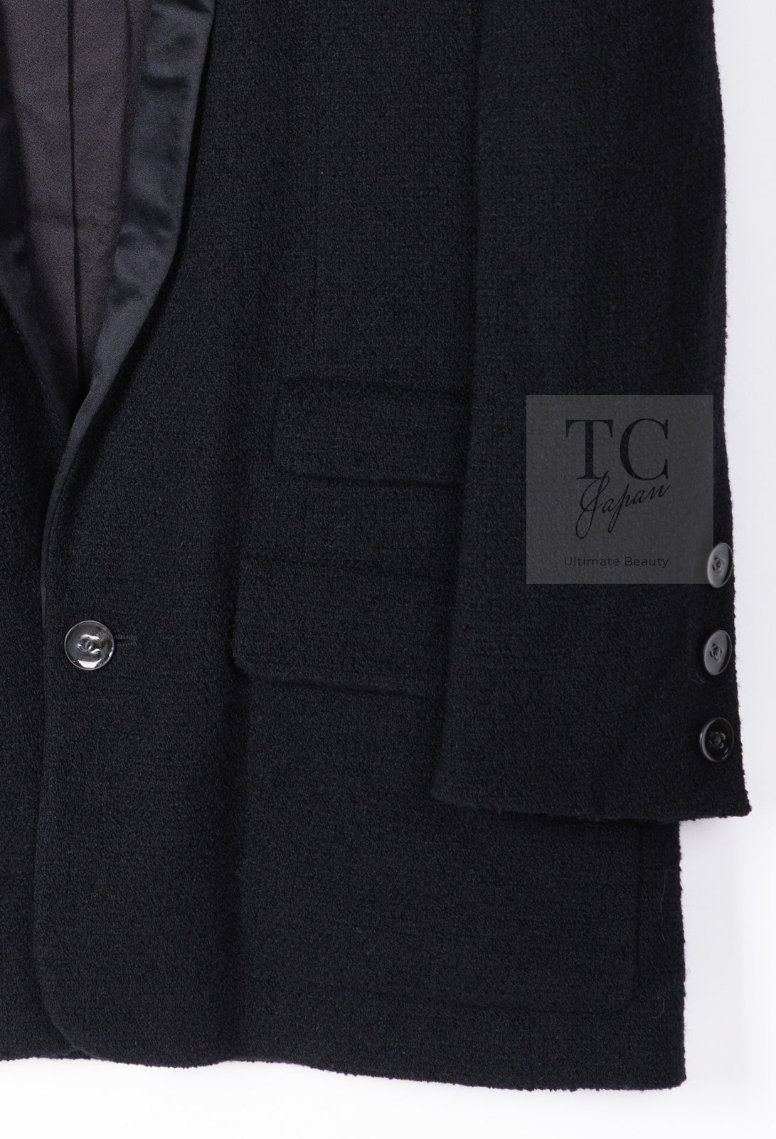 CHANEL 05A Black CC Logo Buttons Wool Tweed Jacket HOMME 50 シャネル ブラック ココボタン ウール ツイード ジャケット メンズ 即発