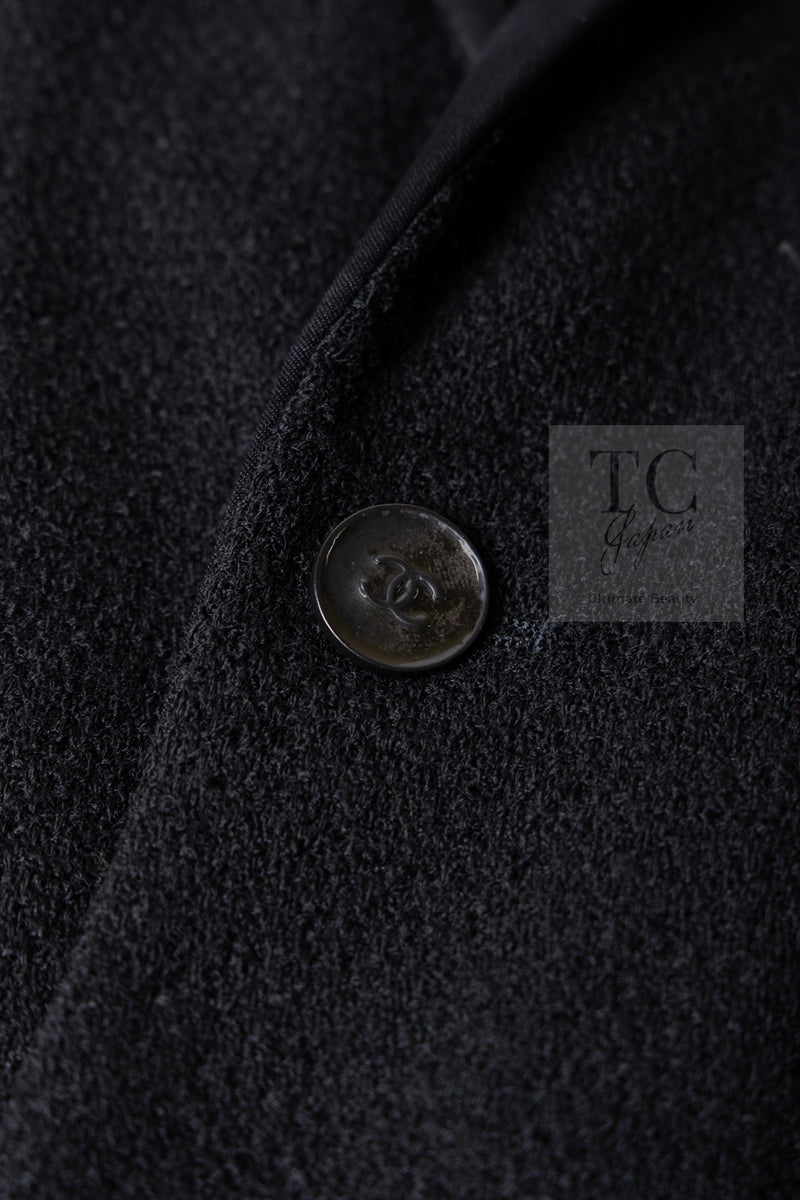 CHANEL 05A Black CC Logo Buttons Wool Tweed Jacket HOMME 50 シャネル ブラック ココボタン ウール ツイード ジャケット メンズ 即発