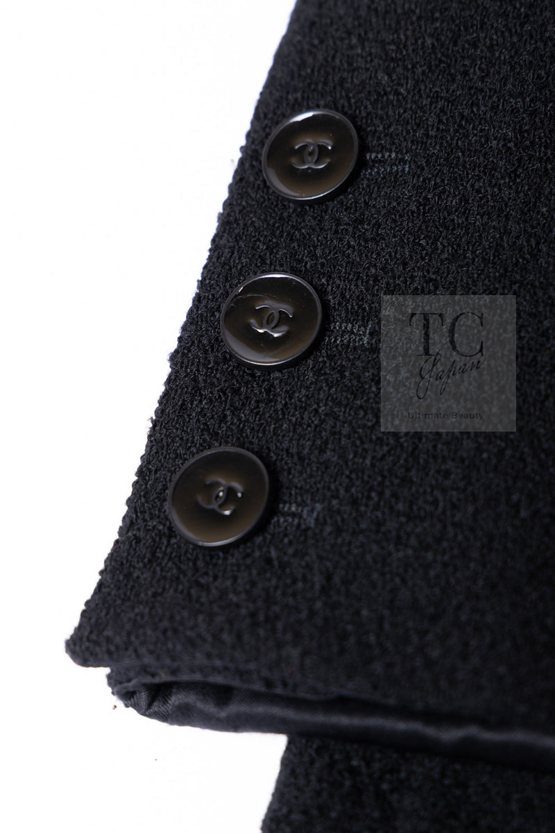 CHANEL 05A Black CC Logo Buttons Wool Tweed Jacket HOMME 50 シャネル ブラック ココボタン ウール ツイード ジャケット メンズ 即発