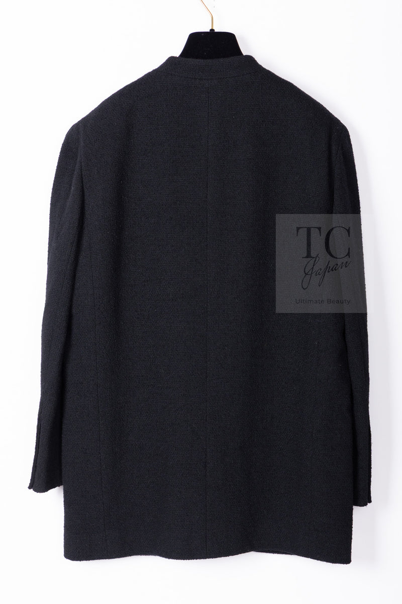 CHANEL 05A Black CC Logo Buttons Wool Tweed Jacket HOMME 50 シャネル ブラック ココボタン ウール ツイード ジャケット メンズ 即発