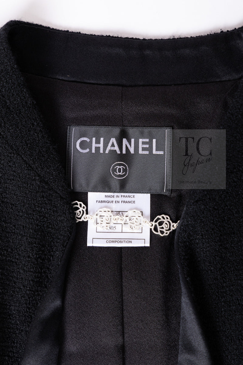 CHANEL 05A Black CC Logo Buttons Wool Tweed Jacket HOMME 50 シャネル ブラック ココボタン ウール ツイード ジャケット メンズ 即発