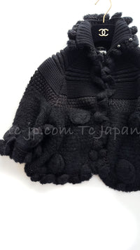 CHANEL 06A Black Cashmere Mohair Cape Cardigan 38 40 シャネル ブラック カシミアブレンド モヘア ポンチョ ケープ カーディガン 即発