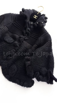 CHANEL 06A Black Cashmere Mohair Cape Cardigan 38 40 シャネル ブラック カシミアブレンド モヘア ポンチョ ケープ カーディガン 即発