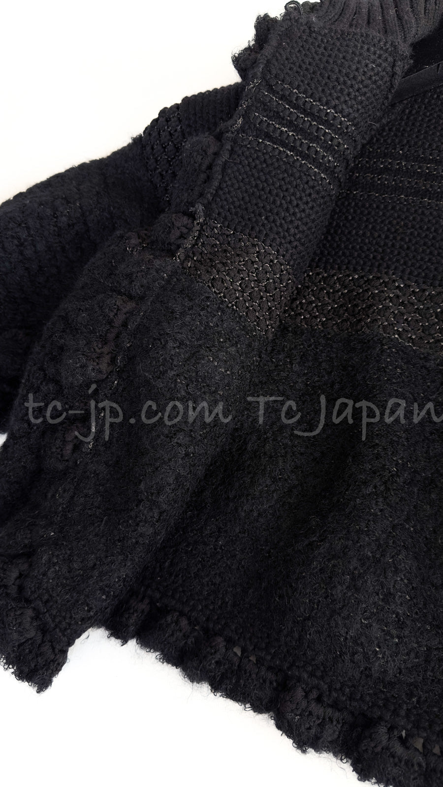 CHANEL 06A Black Cashmere Mohair Cape Cardigan 38 40 シャネル ブラック カシミアブレンド モヘア ポンチョ ケープ カーディガン 即発