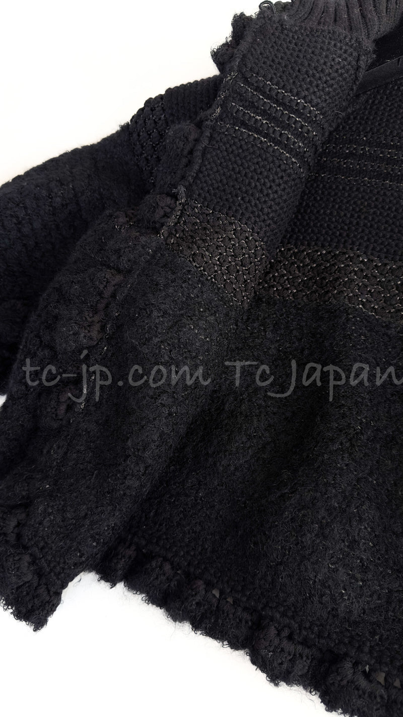 CHANEL 06A Black Cashmere Mohair Cape Cardigan 38 40 シャネル ブラック カシミアブレンド モヘア ポンチョ ケープ カーディガン 即発