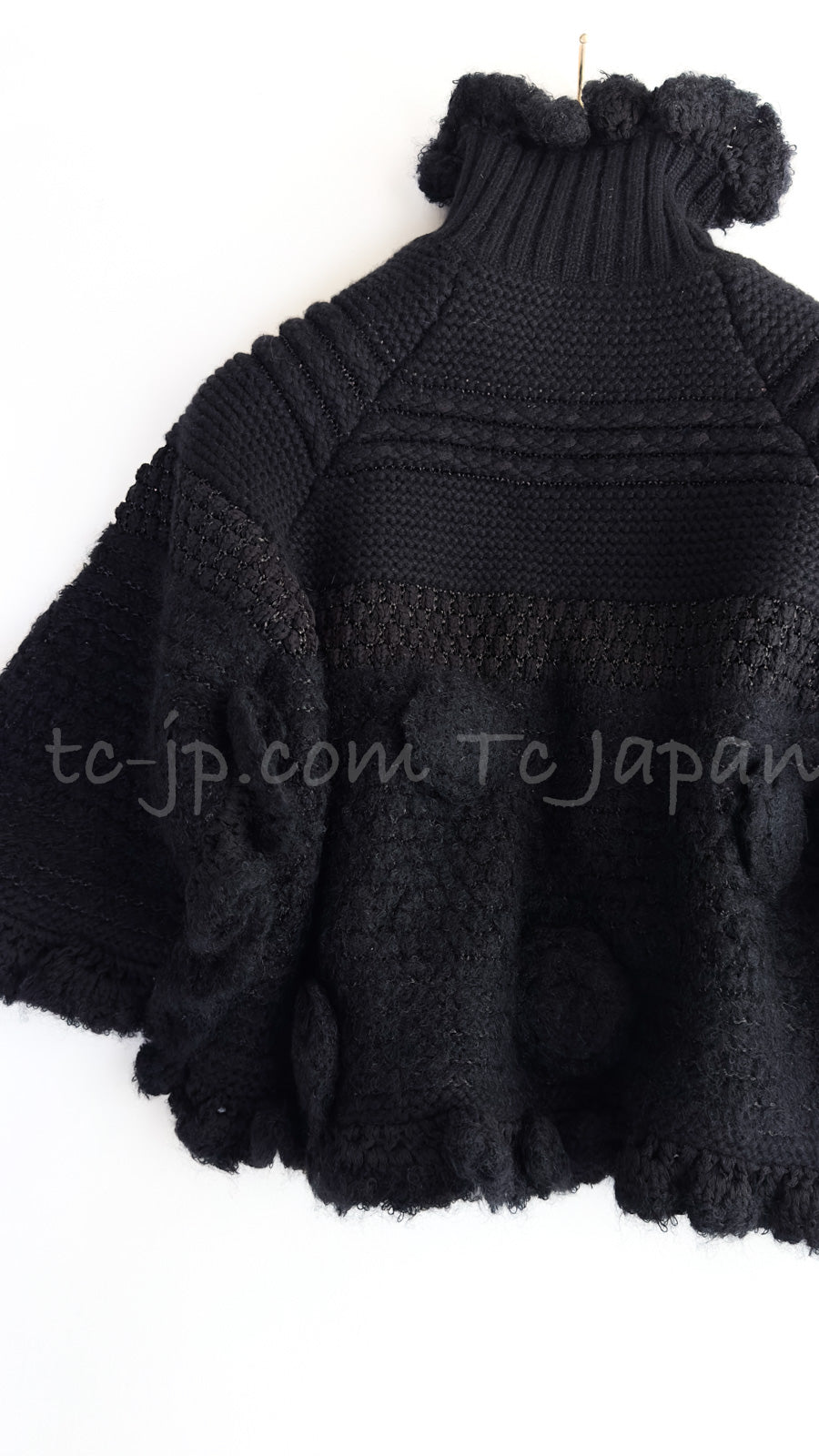 CHANEL 06A Black Cashmere Mohair Cape Cardigan 38 40 シャネル ブラック カシミアブレンド モヘア ポンチョ ケープ カーディガン 即発