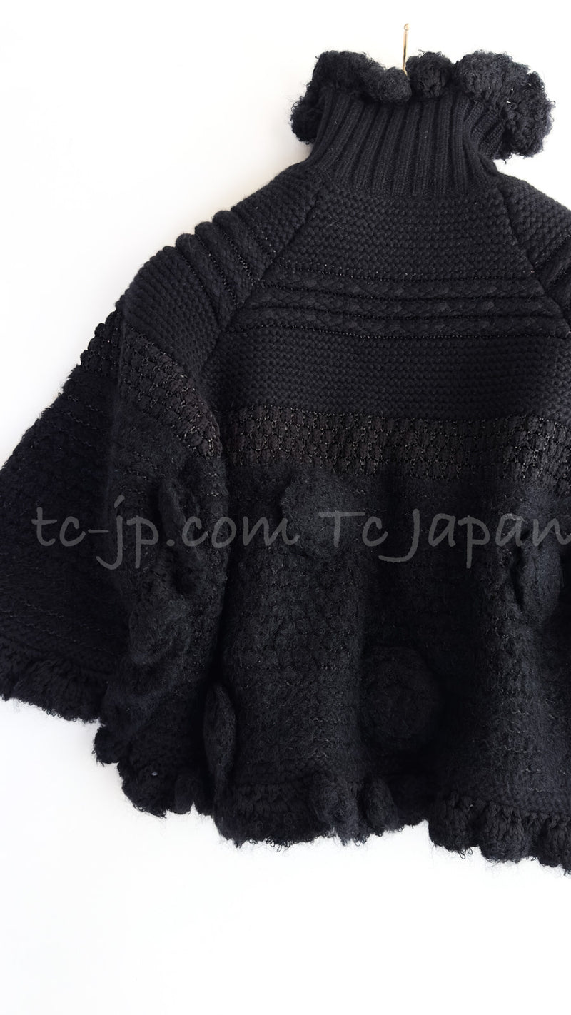 CHANEL 06A Black Cashmere Mohair Cape Cardigan 38 40 シャネル ブラック カシミアブレンド モヘア ポンチョ ケープ カーディガン 即発