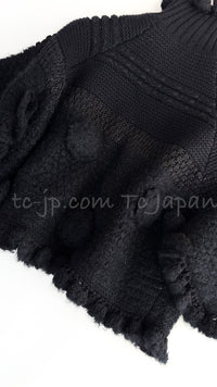 CHANEL 06A Black Cashmere Mohair Cape Cardigan 38 40 シャネル ブラック カシミアブレンド モヘア ポンチョ ケープ カーディガン 即発