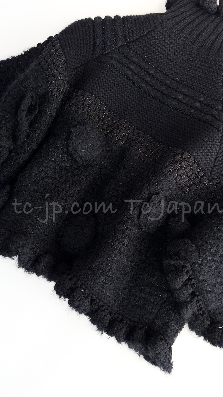 CHANEL 06A Black Cashmere Mohair Cape Cardigan 38 40 シャネル ブラック カシミアブレンド モヘア ポンチョ ケープ カーディガン 即発
