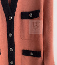 CHANEL 21B Beige Orange Black Cashmere Knit Jacket Cardigan 40 42 シャネル ベージュ オレンジ ブラック バイカラー カシミア ニット ジャケット カーディガン 即発