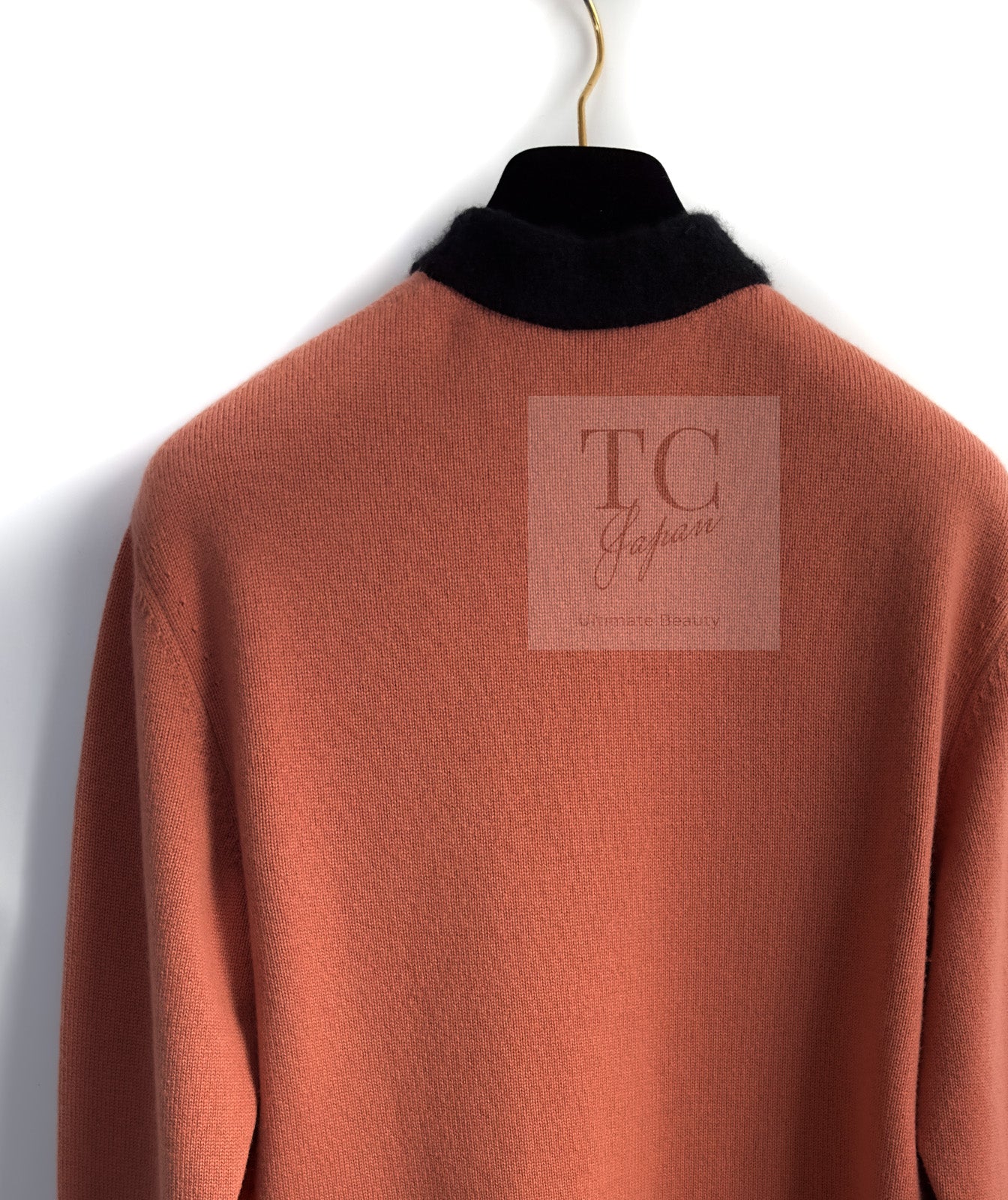 CHANEL 21B Beige Orange Black Cashmere Knit Jacket Cardigan 40 42 シャネル ベージュ オレンジ ブラック バイカラー カシミア ニット ジャケット カーディガン 即発