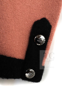 CHANEL 21B Beige Orange Black Cashmere Knit Jacket Cardigan 40 42 シャネル ベージュ オレンジ ブラック バイカラー カシミア ニット ジャケット カーディガン 即発