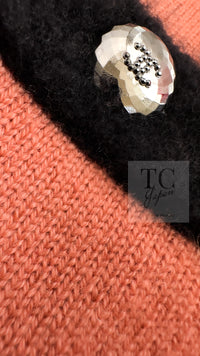 CHANEL 21B Beige Orange Black Cashmere Knit Jacket Cardigan 40 42 シャネル ベージュ オレンジ ブラック バイカラー カシミア ニット ジャケット カーディガン 即発