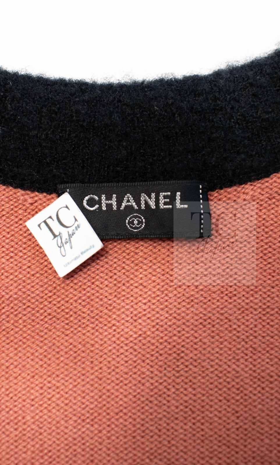CHANEL 21B Beige Orange Black Cashmere Knit Jacket Cardigan 40 42 シャネル ベージュ オレンジ ブラック バイカラー カシミア ニット ジャケット カーディガン 即発