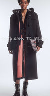 CHANEL 21B Black Alpaca Wool Hooded Duffel Long Coat 38 40 42 シャネル ブラック アルパカ ウール フード付き ダッフル ロング コート 即発