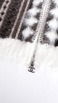 CHANEL 10A Brown Gray Angora Mohair Zipper Jacket Cardigan 42 シャネル ブラウン グレー アンゴラ モヘア ジッパー ジャケット カーディガン 即発