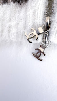 CHANEL 10A Brown Gray Angora Mohair Zipper Jacket Cardigan 42 シャネル ブラウン グレー アンゴラ モヘア ジッパー ジャケット カーディガン 即発