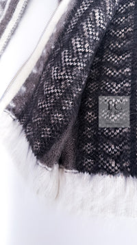 CHANEL 10A Brown Gray Angora Mohair Zipper Jacket Cardigan 42 シャネル ブラウン グレー アンゴラ モヘア ジッパー ジャケット カーディガン 即発