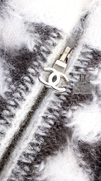 CHANEL 10A Brown Gray Angora Mohair Zipper Jacket Cardigan 42 シャネル ブラウン グレー アンゴラ モヘア ジッパー ジャケット カーディガン 即発