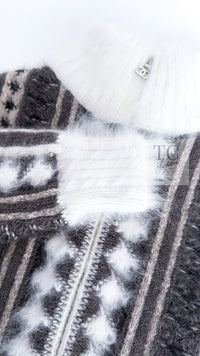 CHANEL 10A Brown Gray Angora Mohair Zipper Jacket Cardigan 42 シャネル ブラウン グレー アンゴラ モヘア ジッパー ジャケット カーディガン 即発