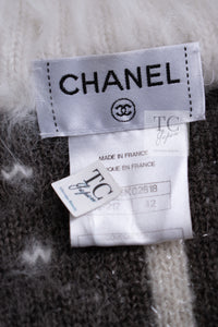 CHANEL 10A Brown Gray Angora Mohair Zipper Jacket Cardigan 42 シャネル ブラウン グレー アンゴラ モヘア ジッパー ジャケット カーディガン 即発