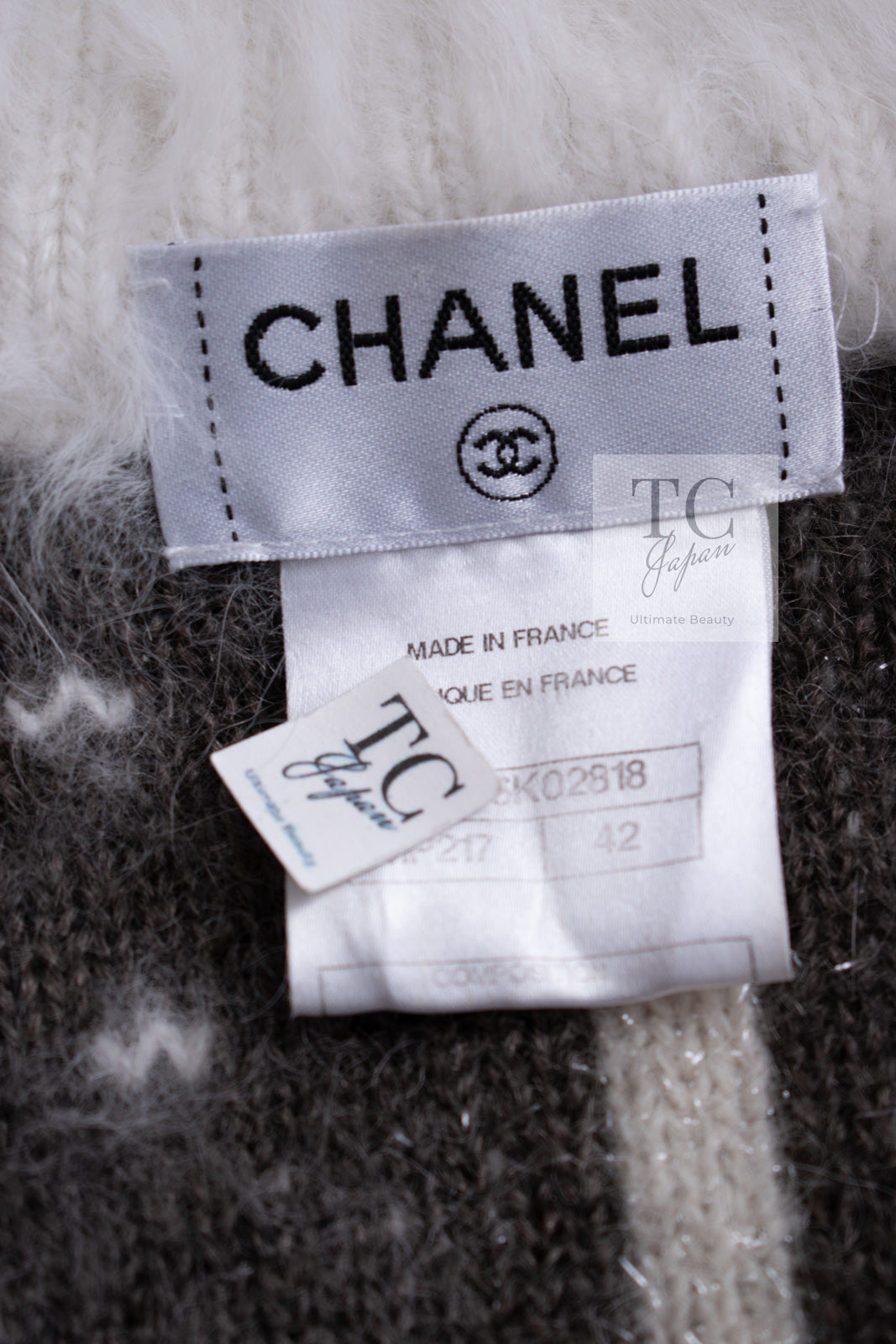 CHANEL 10A Brown Gray Angora Mohair Zipper Jacket Cardigan 42 シャネル ブラウン グレー アンゴラ モヘア ジッパー ジャケット カーディガン 即発