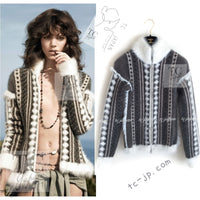 CHANEL 10A Brown Gray Angora Mohair Zipper Jacket Cardigan 42 シャネル ブラウン グレー アンゴラ モヘア ジッパー ジャケット カーディガン 即発