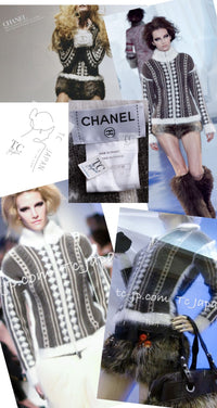 CHANEL 10A Brown Gray Angora Mohair Zipper Jacket Cardigan 42 シャネル ブラウン グレー アンゴラ モヘア ジッパー ジャケット カーディガン 即発