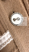 CHANEL 15S Beige Stripe Cashmere Knit Dress Cardigan 44 シャネル ベージュ ストライプ カシミア 100% ニット ワンピース カーディガン 即発