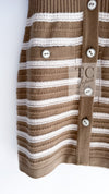 CHANEL 15S Beige Stripe Cashmere Knit Dress Cardigan 44 シャネル ベージュ ストライプ カシミア 100% ニット ワンピース カーディガン 即発