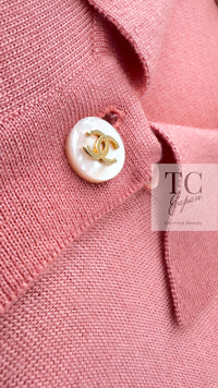 CHANEL 94A Vintage Apricot Pink Cashmere Silk Tunic Cardigan 38 シャネル ヴィンテージ アプリコット ピンク カシミヤ シルク チュニック カーディガン 即発