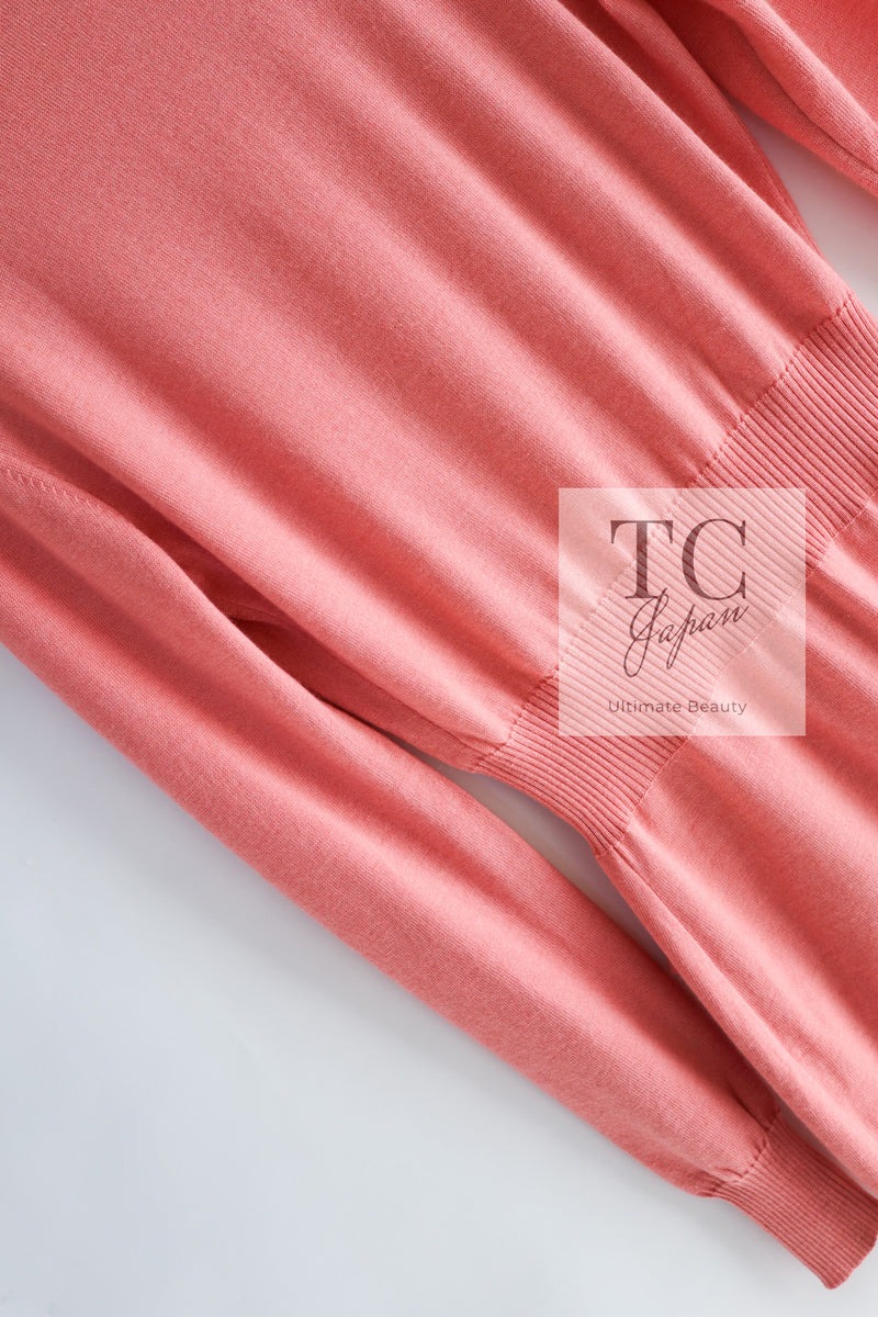 CHANEL 94A Vintage Apricot Pink Cashmere Silk Tunic Cardigan 38 シャネル ヴィンテージ アプリコット ピンク カシミヤ シルク チュニック カーディガン 即発