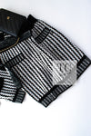 CHANEL 18PS Black Off White Cotton Knit Jacket Cardigan Skirt Setup 36 38 シャネル ブラック オフ ホワイト コットン ニット カーディガン スカート セットアップ 即発