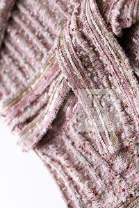 CHANEL 06S Beige Pink Sequin Cotton Silk Knit Belt Cardigan 38 40 シャネル ベージュ ピンク スパンコール コットン シルク ニット ベルト カーディガン 即発
