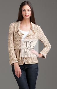 CHANEL 06S Beige Pink Sequin Cotton Silk Knit Belt Cardigan 38 40 シャネル ベージュ ピンク スパンコール コットン シルク ニット ベルト カーディガン 即発 - TC JAPAN