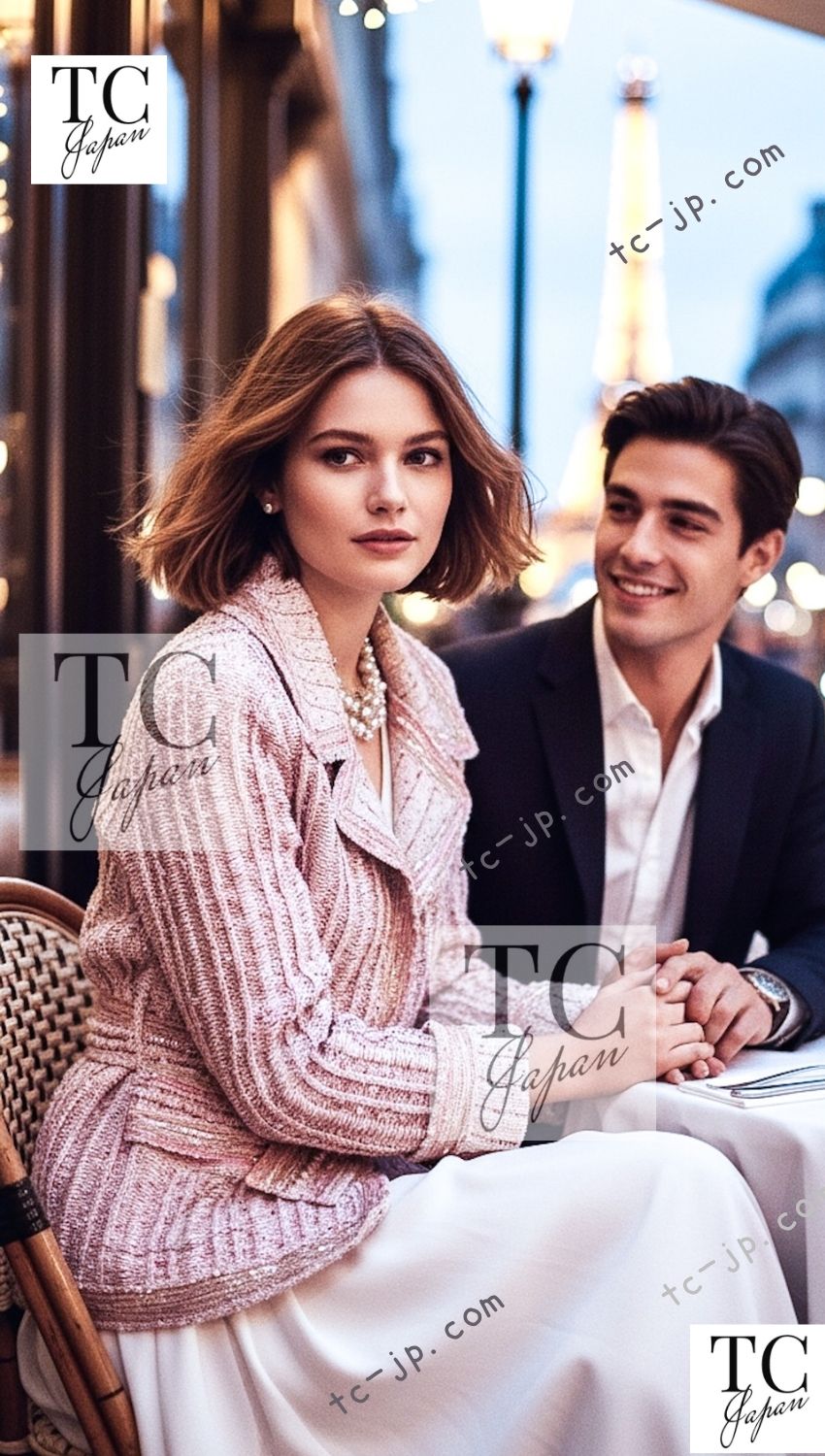 CHANEL 06S Beige Pink Sequin Cotton Silk Knit Belt Cardigan 38 40 シャネル ベージュ ピンク スパンコール コットン シルク ニット ベルト カーディガン 即発 - TC JAPAN