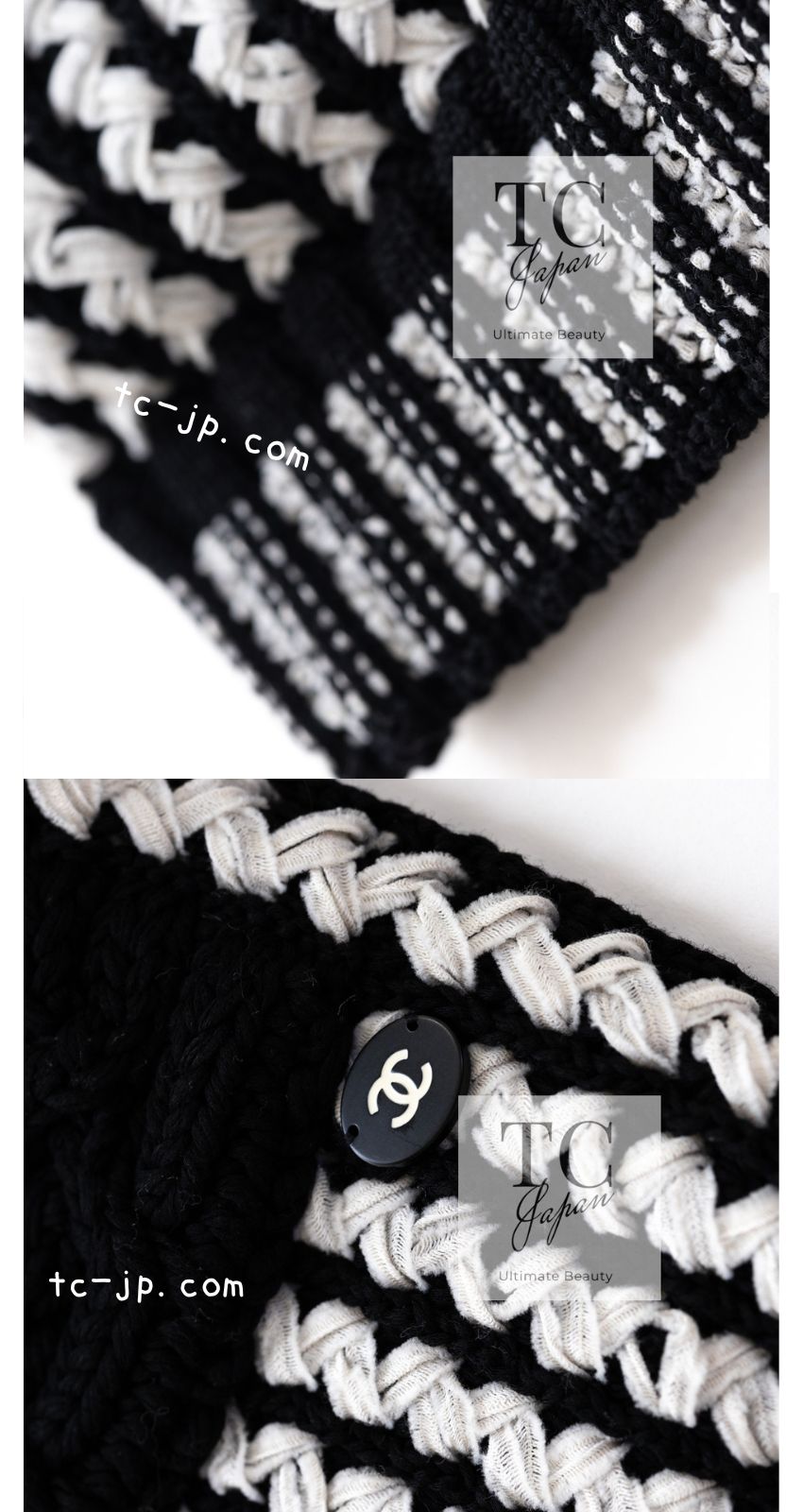 シャネル カーディガン CHANEL ブラック オフ ホワイト コットン ニット ロング 18PS Black Off White Cotton  Knit Long Cardigan – TC JAPAN