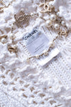 CHANEL 04S White Ivory Crochet Frilled Knit Cardigan 34 シャネル ホワイト アイボリー クロシェ フリル ニット カーディガン 即発