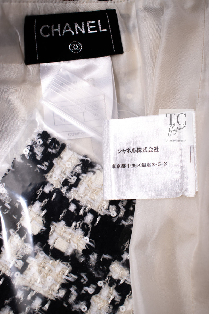 CHANEL 05S White Black Tweed Skirt 36 38 シャネル ホワイト ブラック ツイード スカート 即発